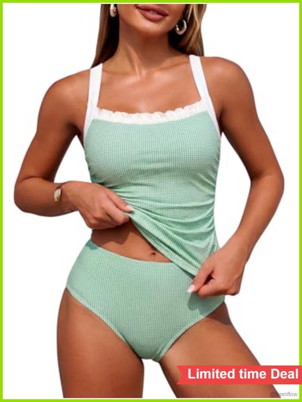 Tankini Swimsuit Set Tummy Control Ruched High Waist Two Piece